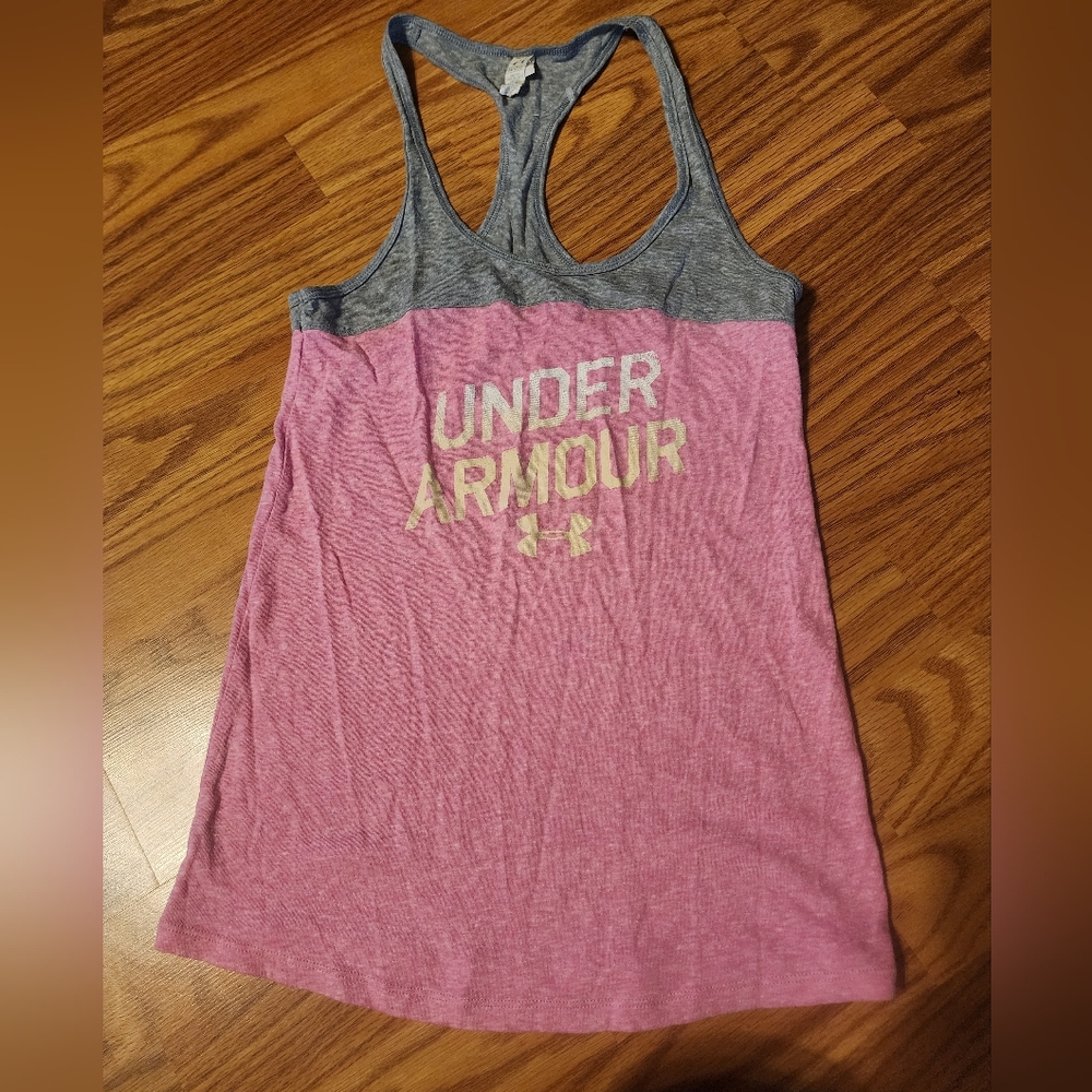 Under Armour pink & gray tank top. NWOT. Women's Xsm.